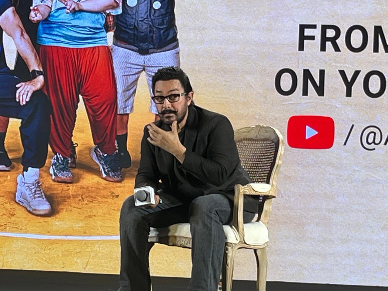 Aamir Khan was spotted at an event in the city where he announced the global release of his superhit theatrical film Sitaare Zameen Par, exclusively on YouTube starting on 1 August, 2025.He opted for an all-black look for the appearance. Pic credit: Ashish Raje